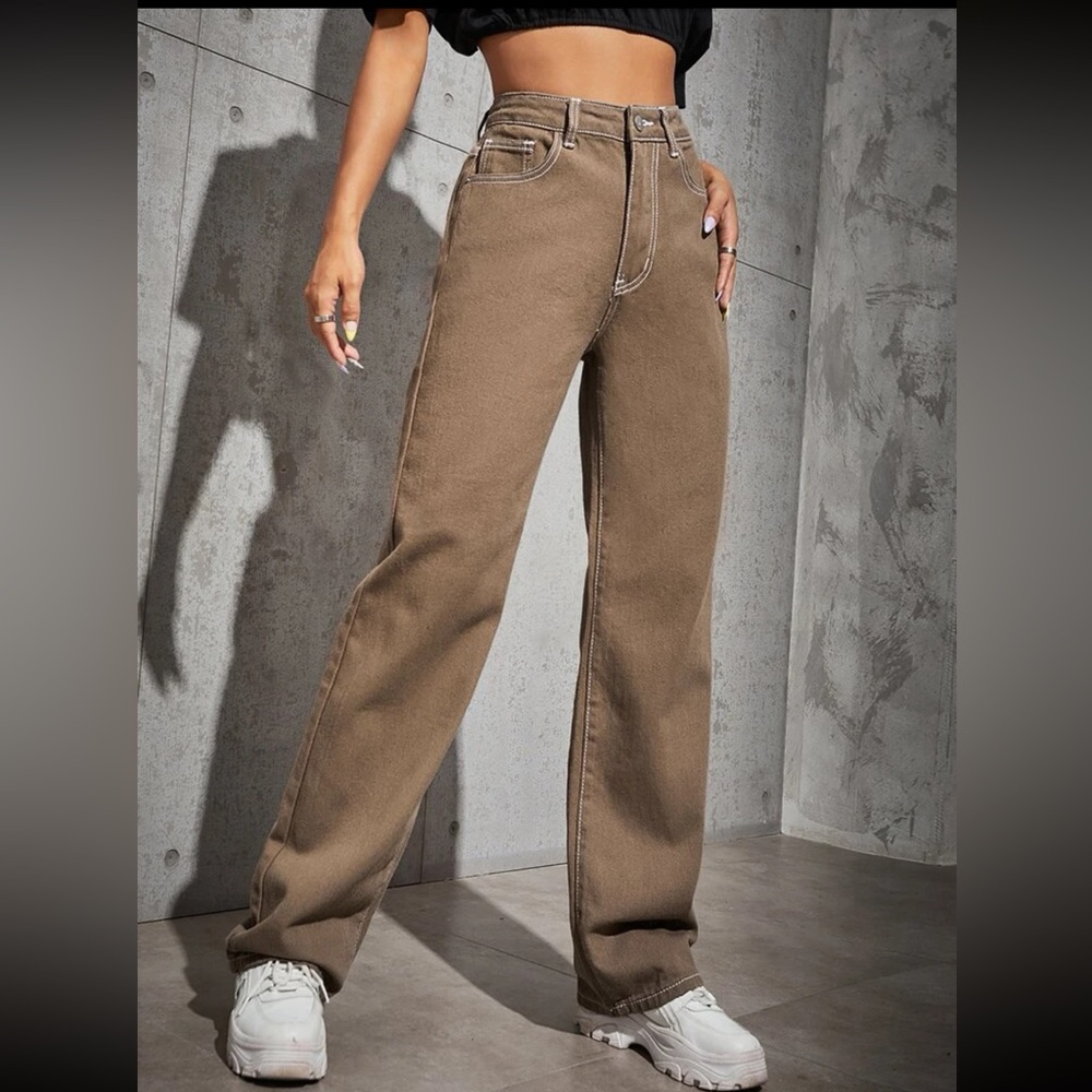 High Waisted Solid Jeans - image 1